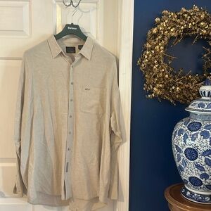 NWOT Men’s Greg Norman Tan Linen Blend Long Sleeve Button-down Size XXL